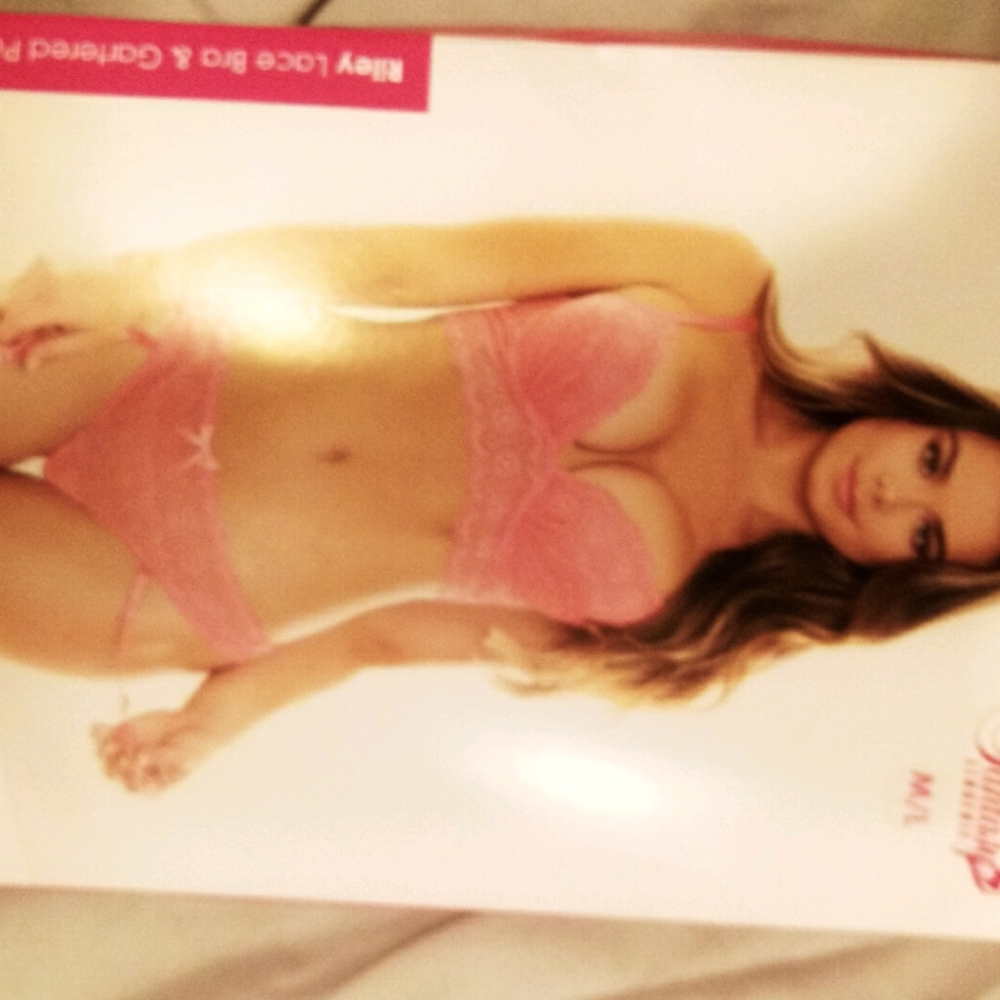 B2 - Tease bra and gartered panty set light pink NWT